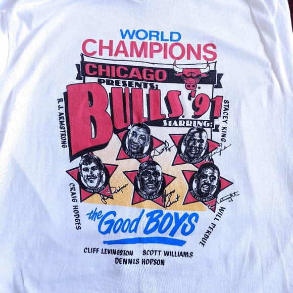 Rare vintage 1991 Chicago Bulls World Champions bootleg Good Boys tee - Picture 12 of 12